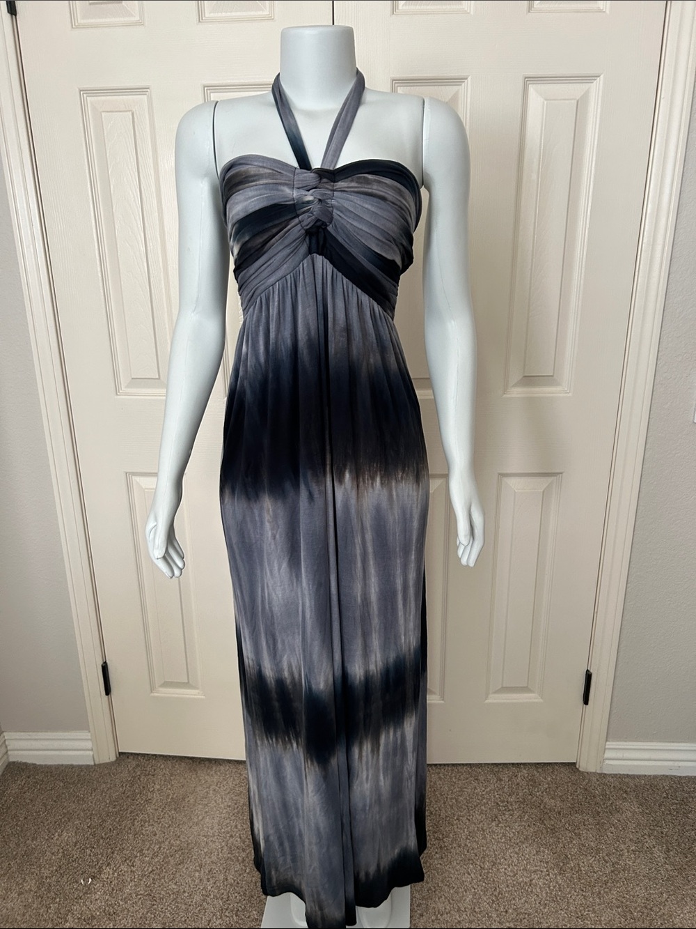 Strapless Halter Gray tie-dye Maxi Dress “nwt” SZ: L